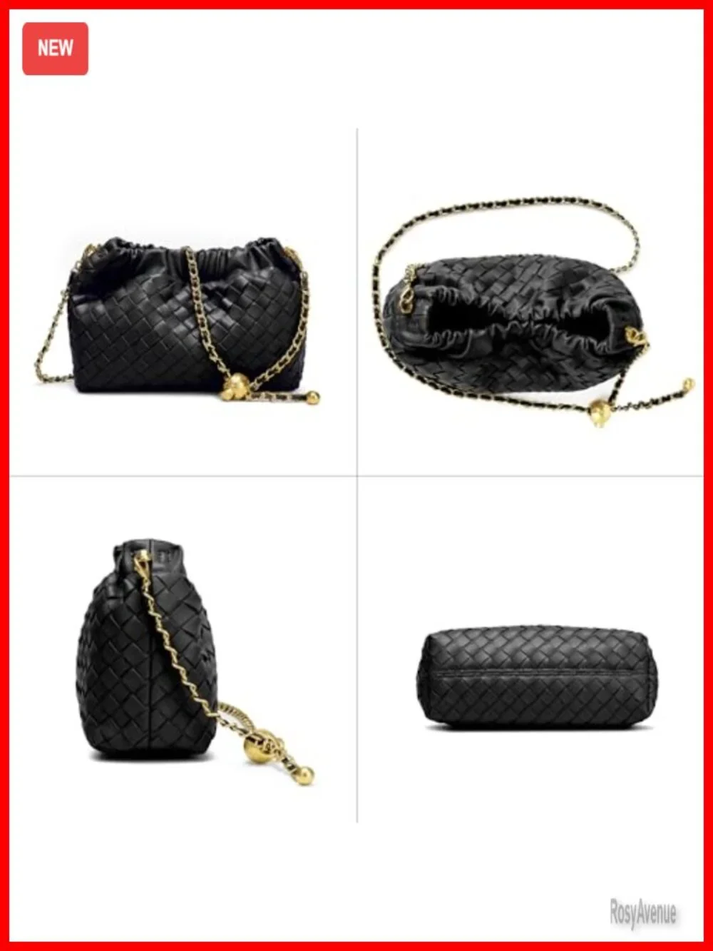 Woven Faux Leather Crossbody Bag, Evening Purse, Dumpling Clutch Hobo Shoulder